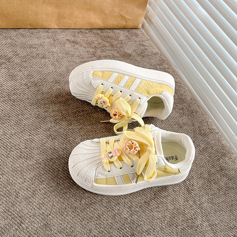 

Labubu girls board shoes 2025 autumn new shell head fashion boys little white shoes children breathable sports shoes 30