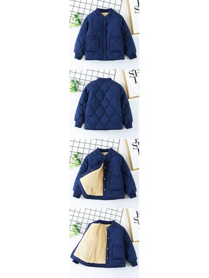 Children's Fleece-Lined Cotton Coat, Winter Student Version: Warm, Thickened, Three-Layer Quilted Jacket for Boys and Girls
