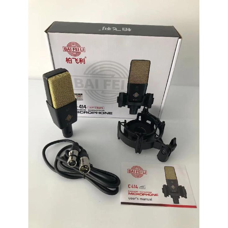 BAIFEILI C414 Professionel Kondensator Mikrofon XLR Med 25mm Membran Kardioide Mikrofon til Streaming, Podcasting, Optagelse, ASMR