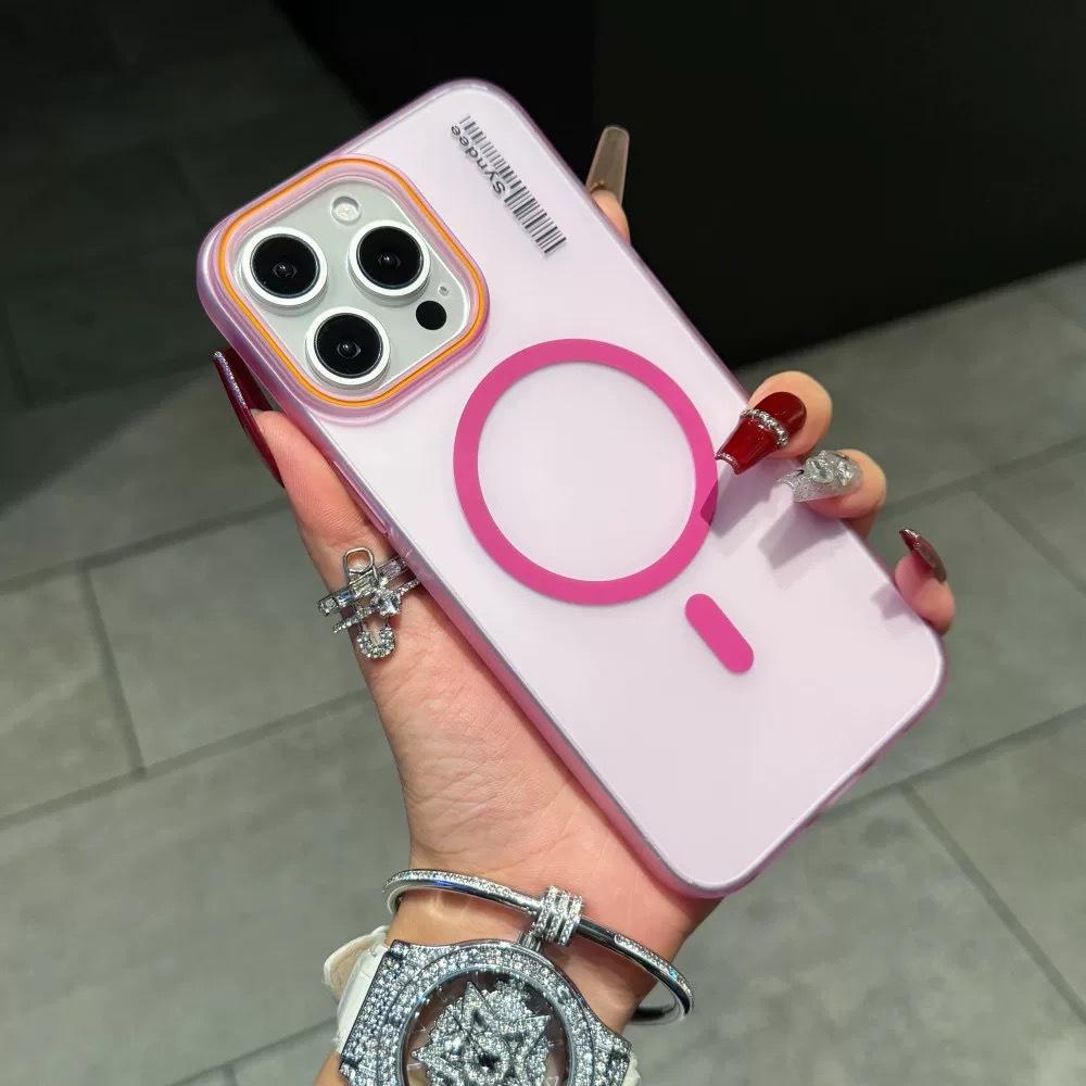 Soft sand magnetic suction is suitable for iPhone17 Pro semi-transparent mobile phone case, Apple 16 all-inclusive anti-drop 15 ultra-thin protective