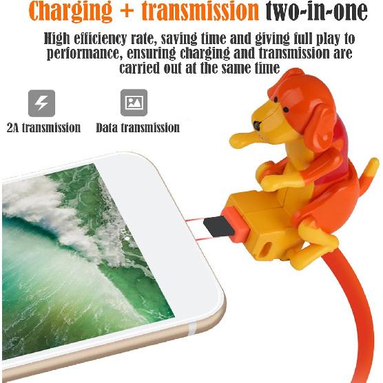 Funny Humping Dog Fast Charger Cable, Anxiety Dog Charger for Iphone, USB Dog Phone Charger That Moves Portable Stray Dog Charging Cable Dog Smart