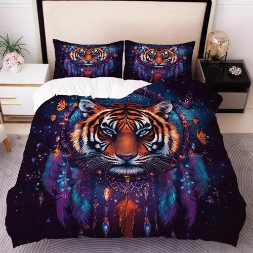 Carton Tiger Soft Duvet Cover Carton Tiger Background Theme Soft Duvet Cover Suitable for Children Kids Plus Adult Peoples Soft Plus Breathable