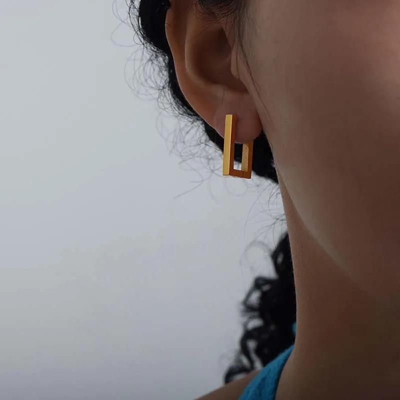 Stainless Steel Square Geometric Earrings For Women Rectangular Gold Metal Earrings Trendy Jewelry Gifts