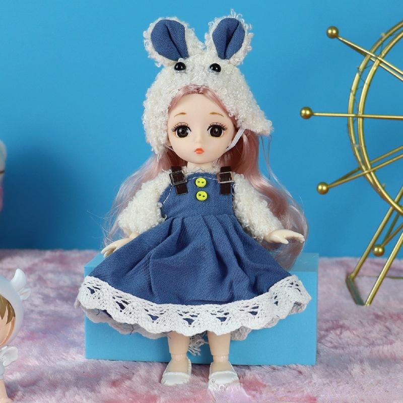 17CM mini pohyblivá 13kloubová panenka Dívčí hračka 3D Big Eyes BJD Princess Kompletní oblečení Kolekce šatů Dětská panenka Dárek