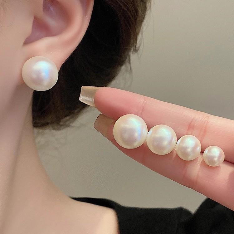 Oval Pearl Stud Earrings for Women - 925 Silver, Light Luxury, 2025 New Design