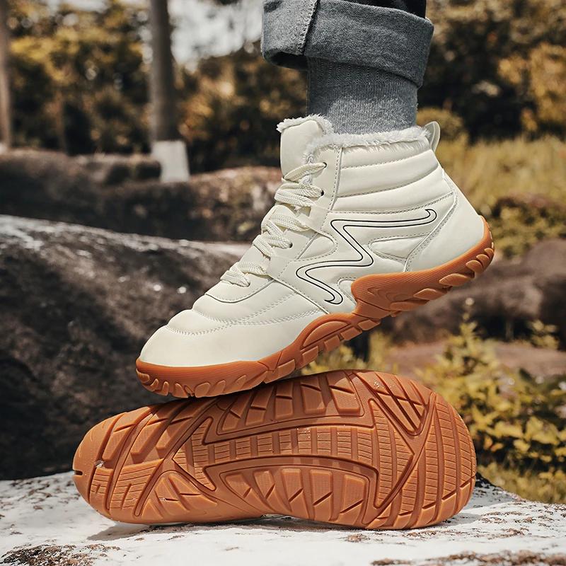 Large size 36-48 khaki unisex winter super warm with fur outdoor ankle snow boots antiskid waterproof men women high top shoes