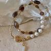 Fashion Double Layered Crystal Pearl Splicing Beaded Bracelets for Women Ethnic Crystal Beads Wrap Bracelet Bangle Jewelry Gifts