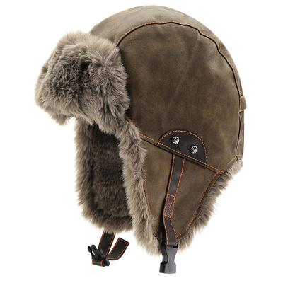 Retro Fliegerhut Herren und Damen Winter Samt PU-Leder Warm Nordost Außenbereich Radfahren Kälte Ohrenschutz Lei Feng Hut Trend