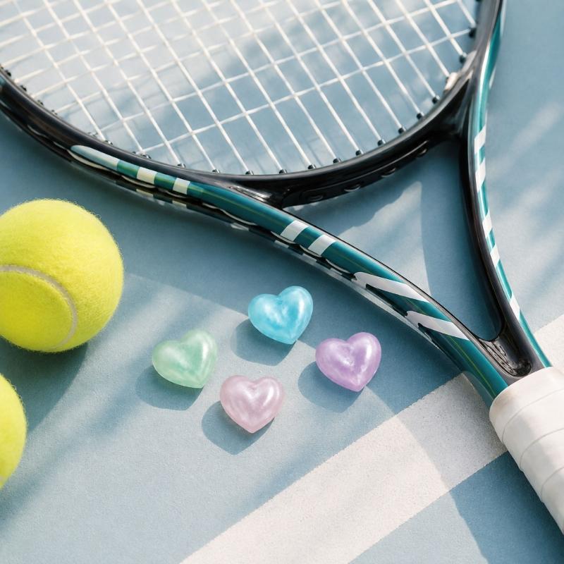 Heart-Shaped Tennis Vibration Dampeners with Flexible Construction for Practice, Casual Play, and String Bed Placement