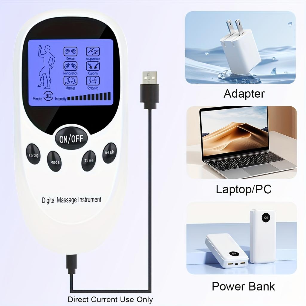 TENS + EMS Dual Channel Muscle Relief Pulse Massager with 8 Electrodes for Shoulder, Shoulder and Back Pain, Knee Muscle Relief