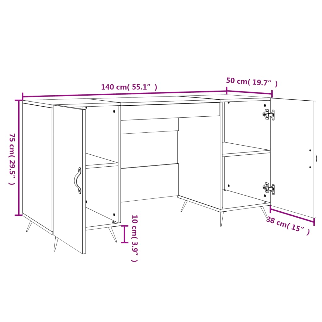 Weißer Schreibtisch 140 x 50 x 75 cm Spanplatte