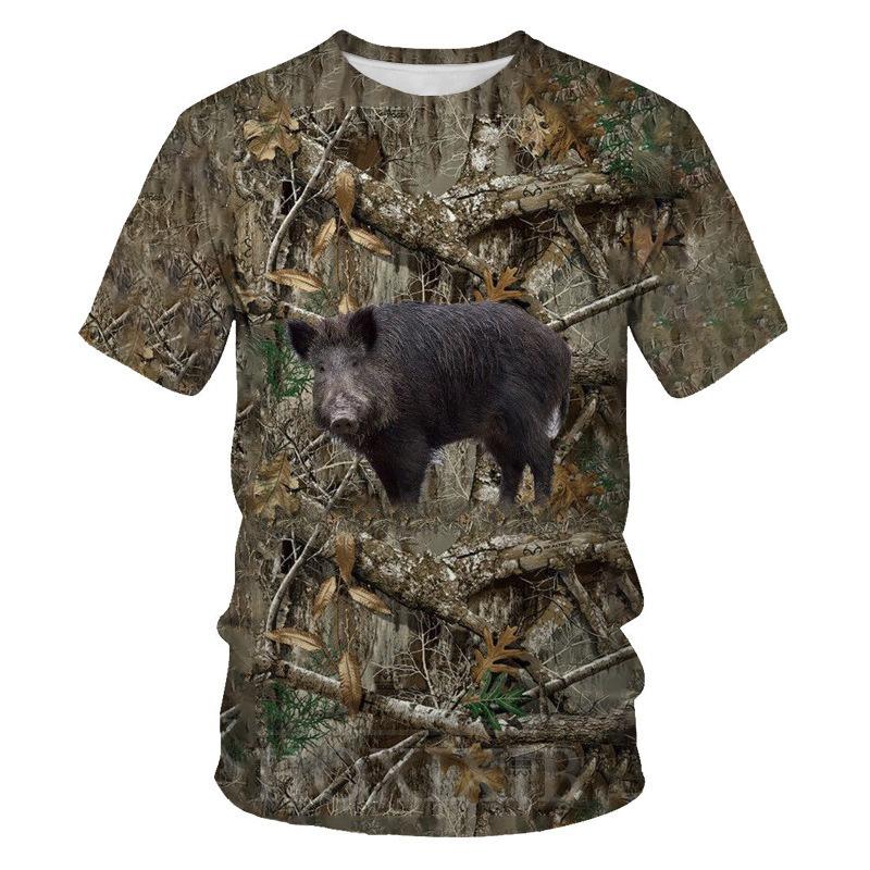 Spring/Summer Cross-border European and American Outdoor Jungle Camouflage Animal T-shirts for men and women, sports casual short-sleeve for students