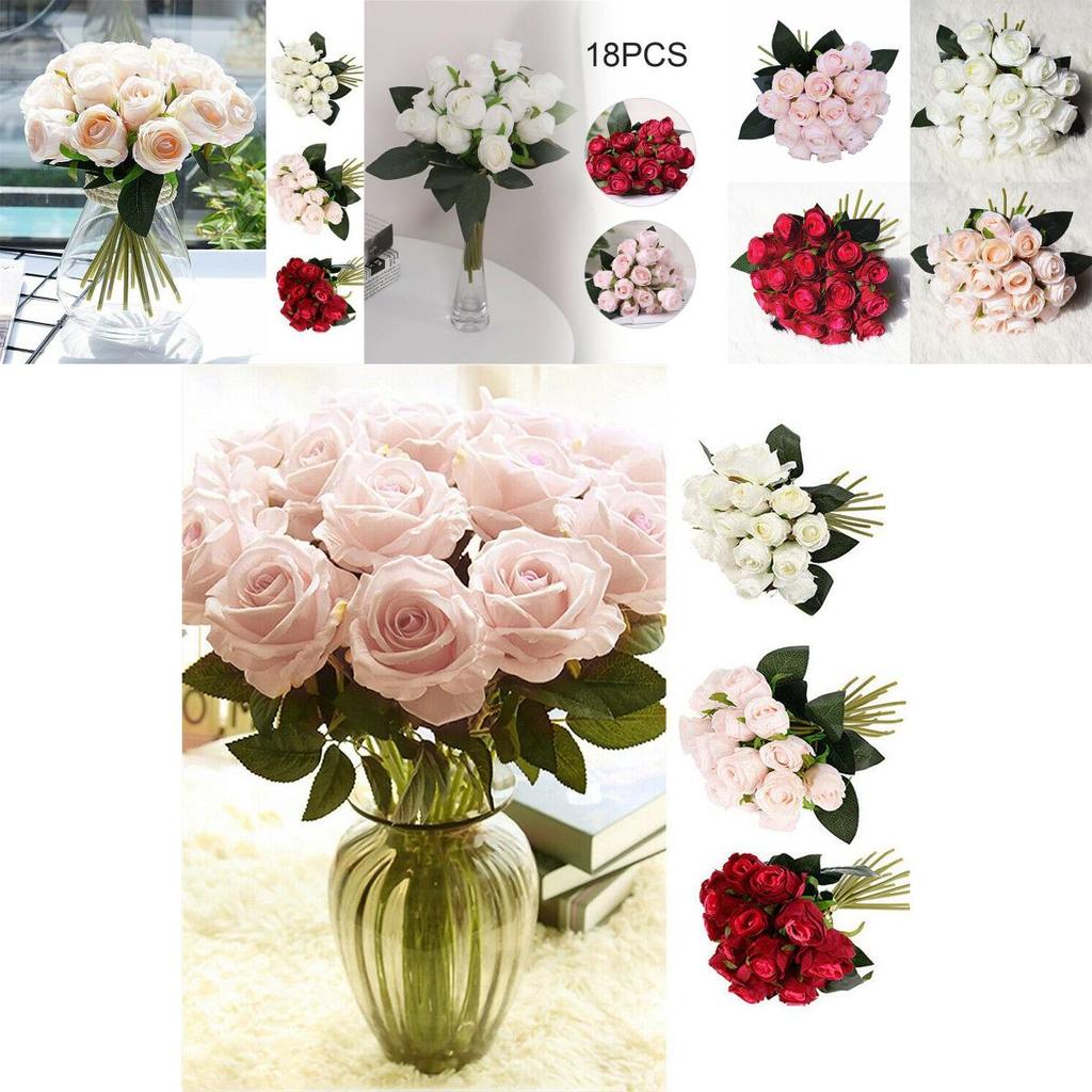 Charming 18 Heads Artificial Rose Bouquet Perfect For Bridal And Home Decoration