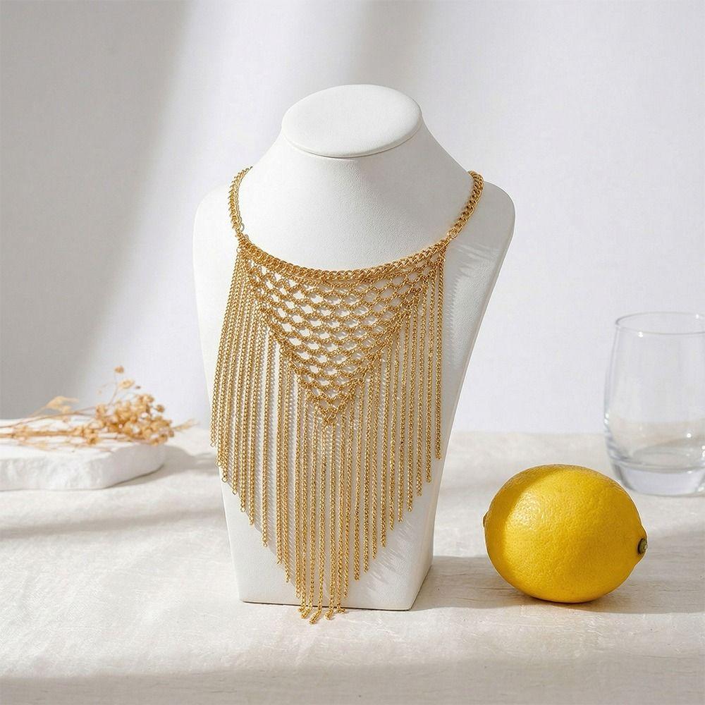Zinc Zinc Zinc Alloy Multi-Layer Tassel Necklace Non Tarnish Multi Strand Chain Necklace Light Luxury Style