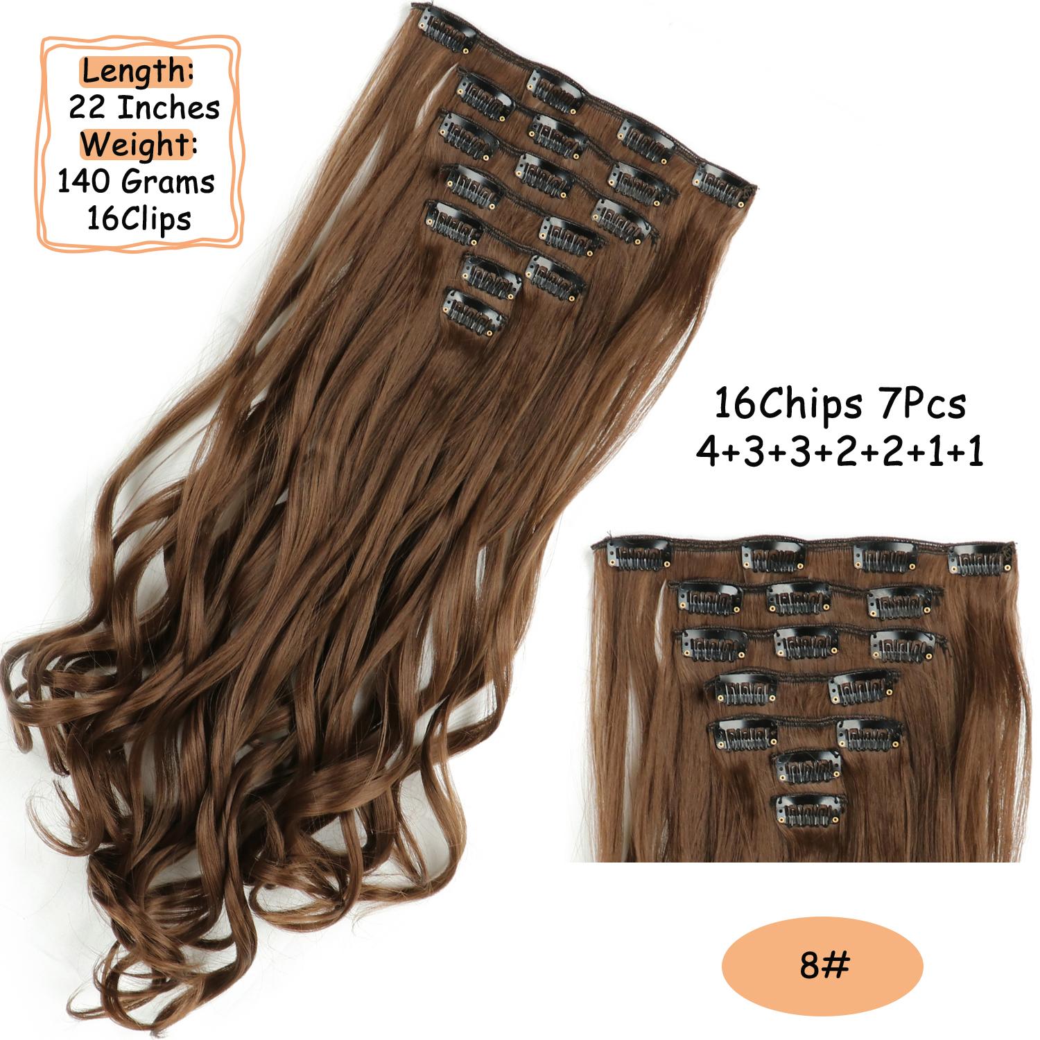 

LISI HAIR Synthetic Long Wavy Curly Clip In Hair Extension Soft Thick Double Weft Heat Resistant Fiber Hair For Women Daily Wear 60CM