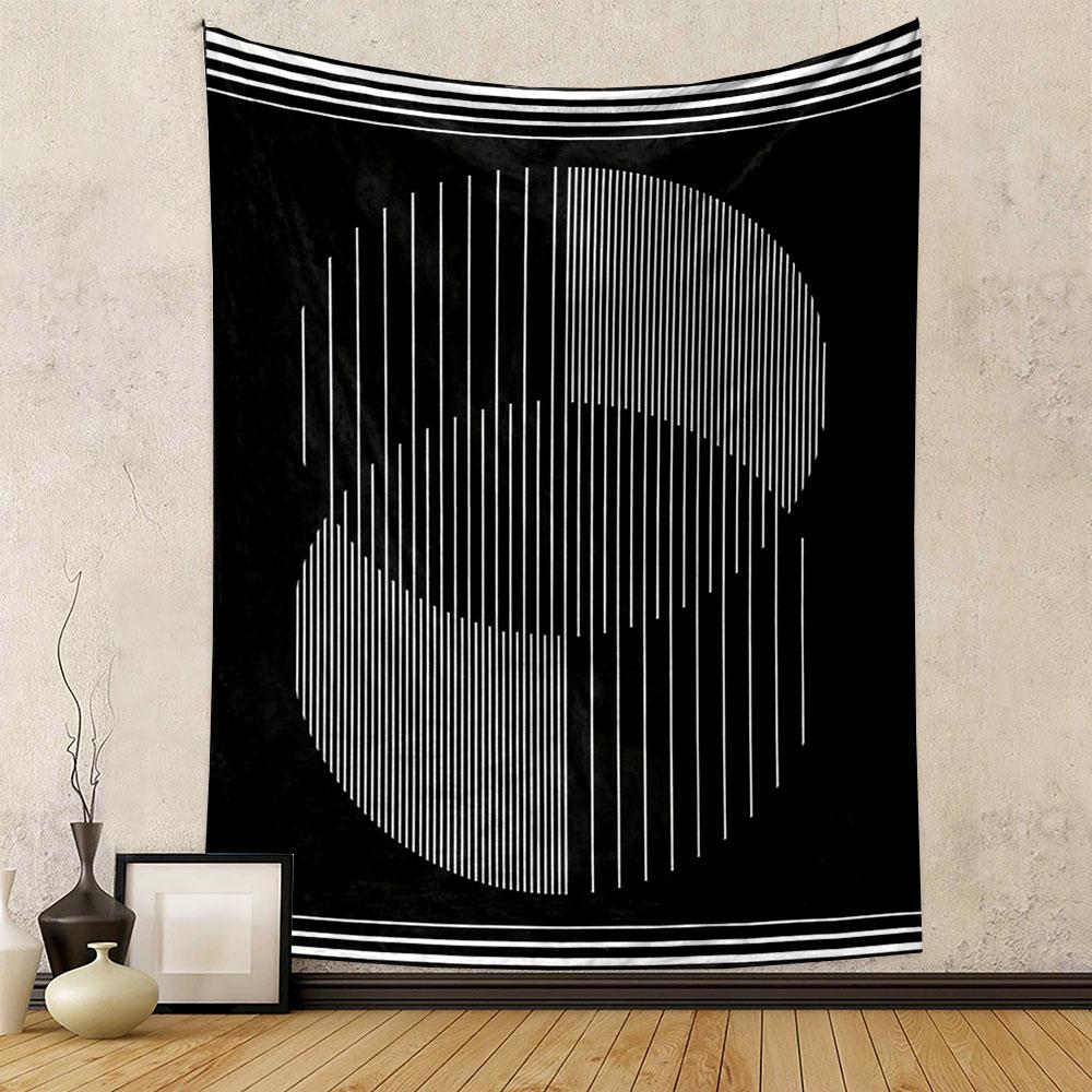 Abstract Black and White Striped Design Patterned Tapestry Home Decor, Suitable for Bedroom and Living Room, Gift