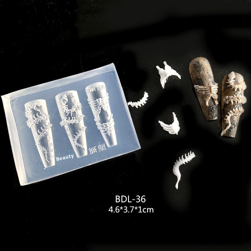 1Pcs 3D Snake Bone Mold Nail Art Decoration Accessories Diy Design Silicone Decorative Nail Art Templates Nails Mold