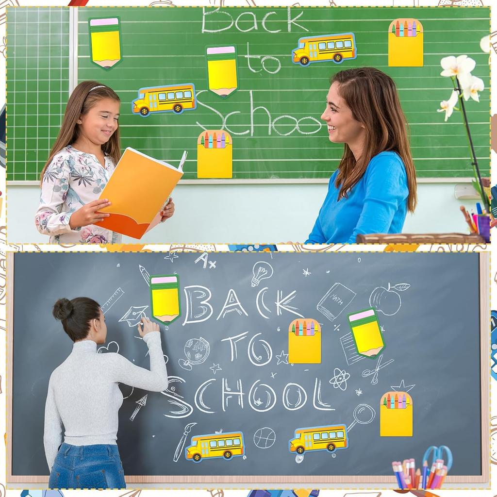 Eaasty 360 Sheets 5"x7" Large Teacher Sticky Notepads Pencil Crayon Box Bus Back to School Teacher Self-stick Note Gift Classroom Bulletin Board