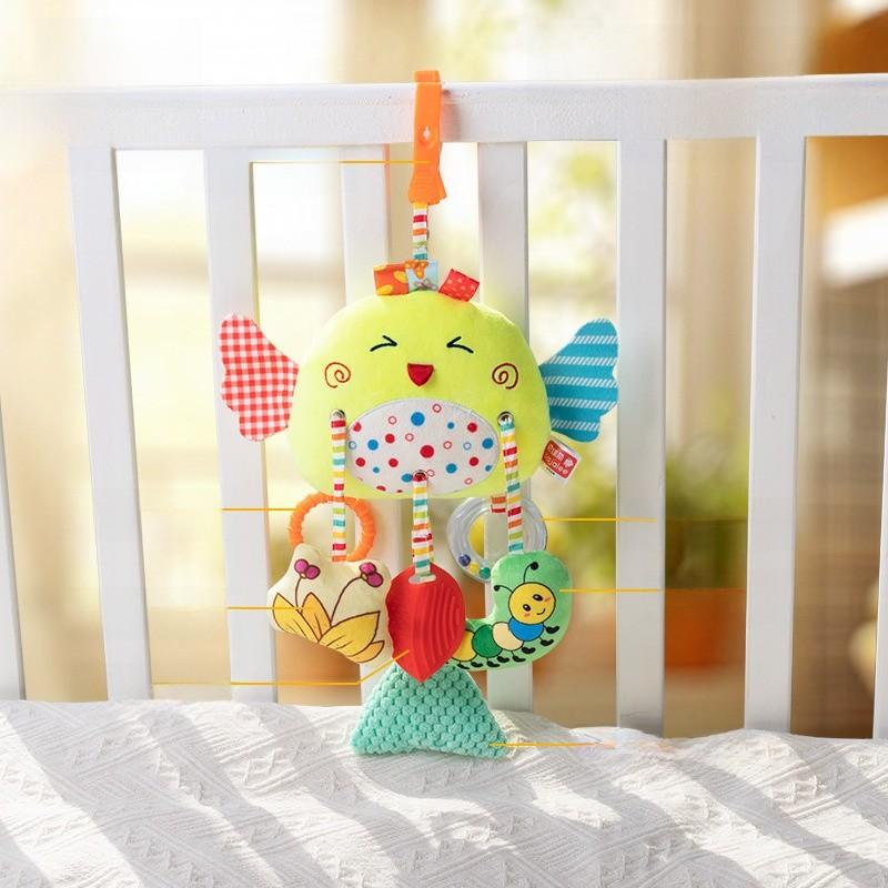 Baby Plush Crab Pull Rope Rattle Carriage Toy With Visual And Grasp Skills For Newborns