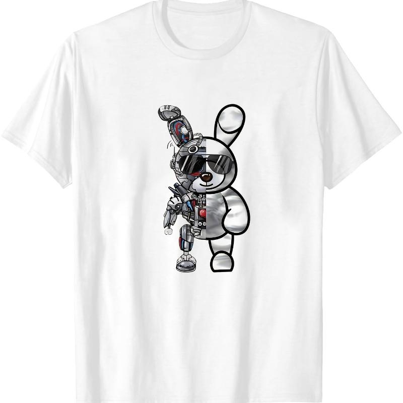 

Cyber Bunny Robot Print T-Shirt,Lightweight T-Shirt Breathable Cool, Comfortable Wear XXL белый