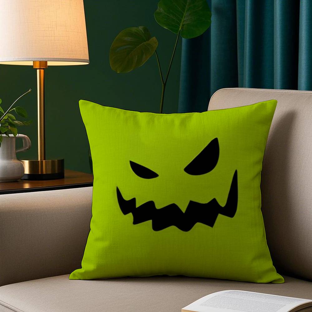 Federa per Cuscino Espressioni Horror di Halloween Peluche Corto Stampa Copricuscino Quadrato Cuscini Decorativi per Divano Arredamento Casa
