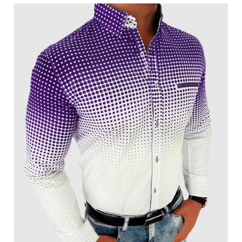 Camicia Essenziale a Maniche Lunghe con Stampa Astratta, per l'Uso Quotidiano