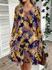 Spring Autumn Women Dress Casual Long Sleeve O-neck 3D Print Loose A-Line Dress Oversized Home Wear Robe