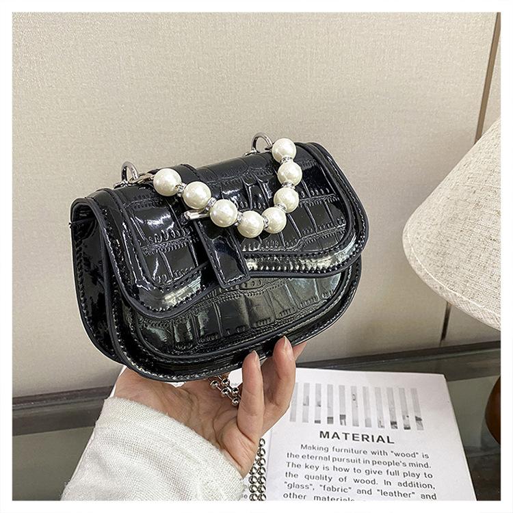 Stone Pattern 225 Summer New Fashion Simple Glossy Pearl Portable Shoulder Small Square Bag