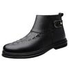 Fashion Men's Low Heeled Cracked Leather Chelsea Boots Casual Leather Shoes British Style Motorcycle Boots Outdoor Slip on Walking Shoes