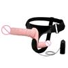 Wired Remote Vibrating Double Penetration Strap On Harness Realistic Silicone Dildo Panties Adjustable for Couples Pegging Anal