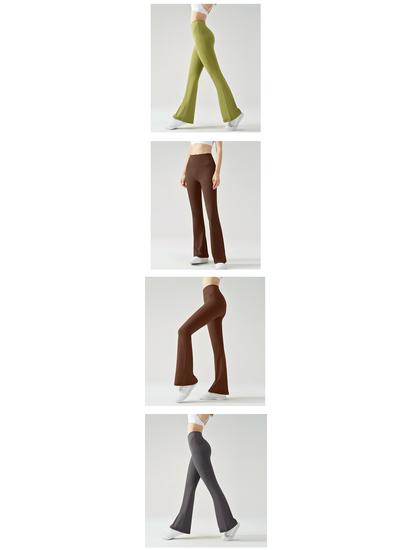 Lycra Antibacterial High-Waist Yoga Flare Pants for Women | Hip-Lifting, Wide-Leg, Micro Flare Fitness & Dance Pants