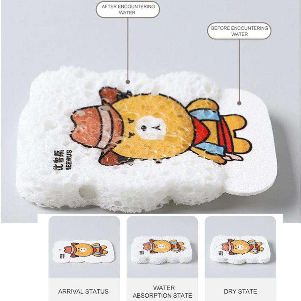 1pcs Kitchen Compressed Wood Pulp Dishes Dishwashing Sponge Cleaner Brush Wood Pulp Cotton Dish Pad  Pad Pot Cleaning Sponge