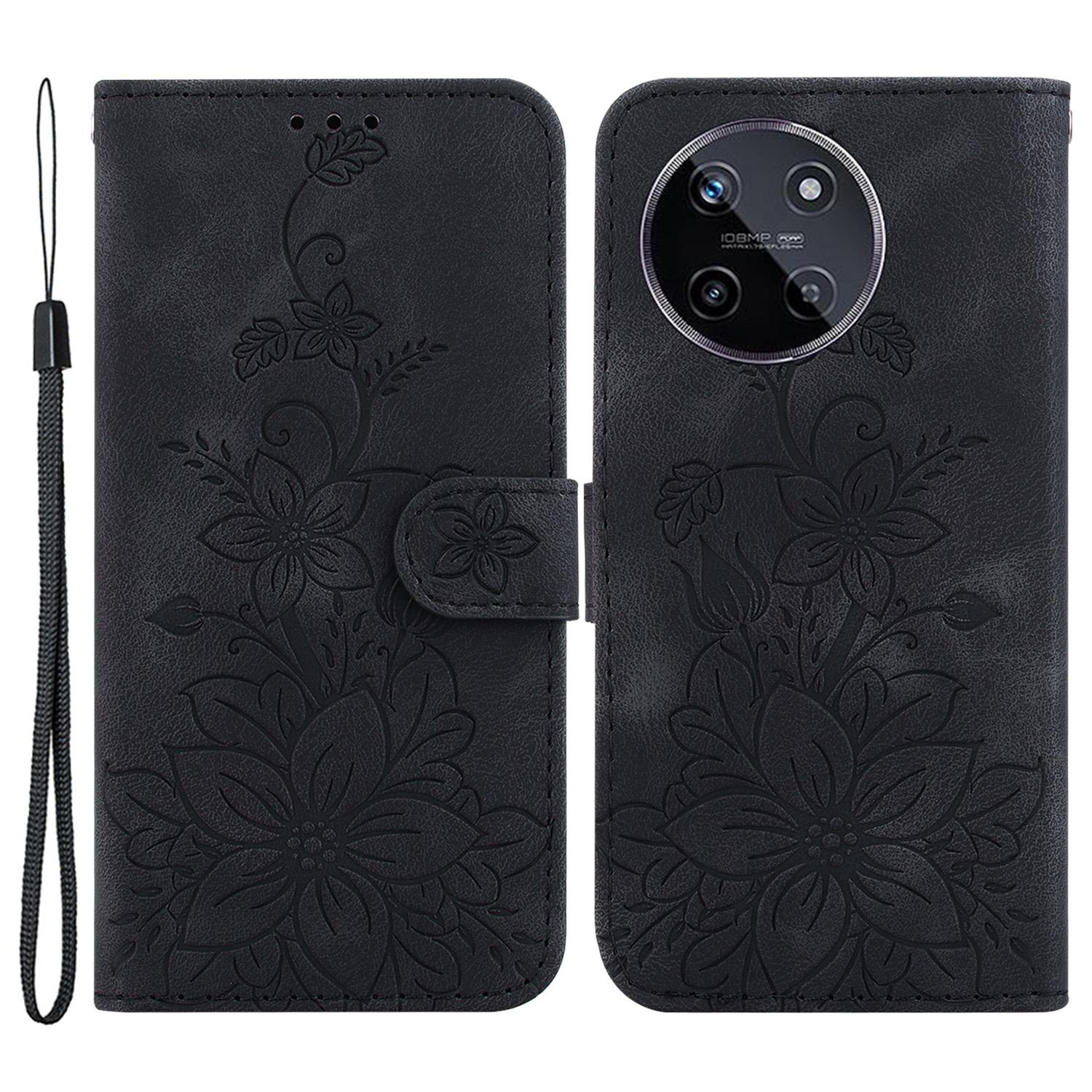 

For Realme 11 4G (159.9x73.3x7.95mm) Wallet Leather Phone Case Flower Pattern A