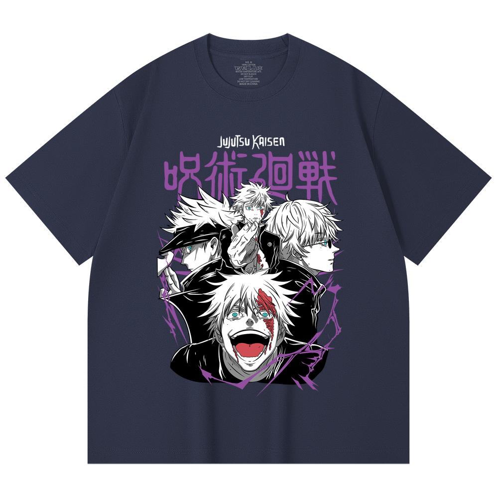 230 Gsm 100% Cotton Jujutsu Kaisen V3 Gojo Print Unisex Heavy Cotton T Shirt