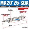 Mini Stainless Steel Pneumatic Cylinder MA Series (16-40mm Bore, 50-200mm Stroke)