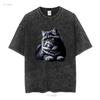 Kot egzotyczny krótkowłosy Damski T-shirt Uroczy vintage Prane ubrania projektanckie Miękki Casual Stylowy graficzny Oddychający streetwear