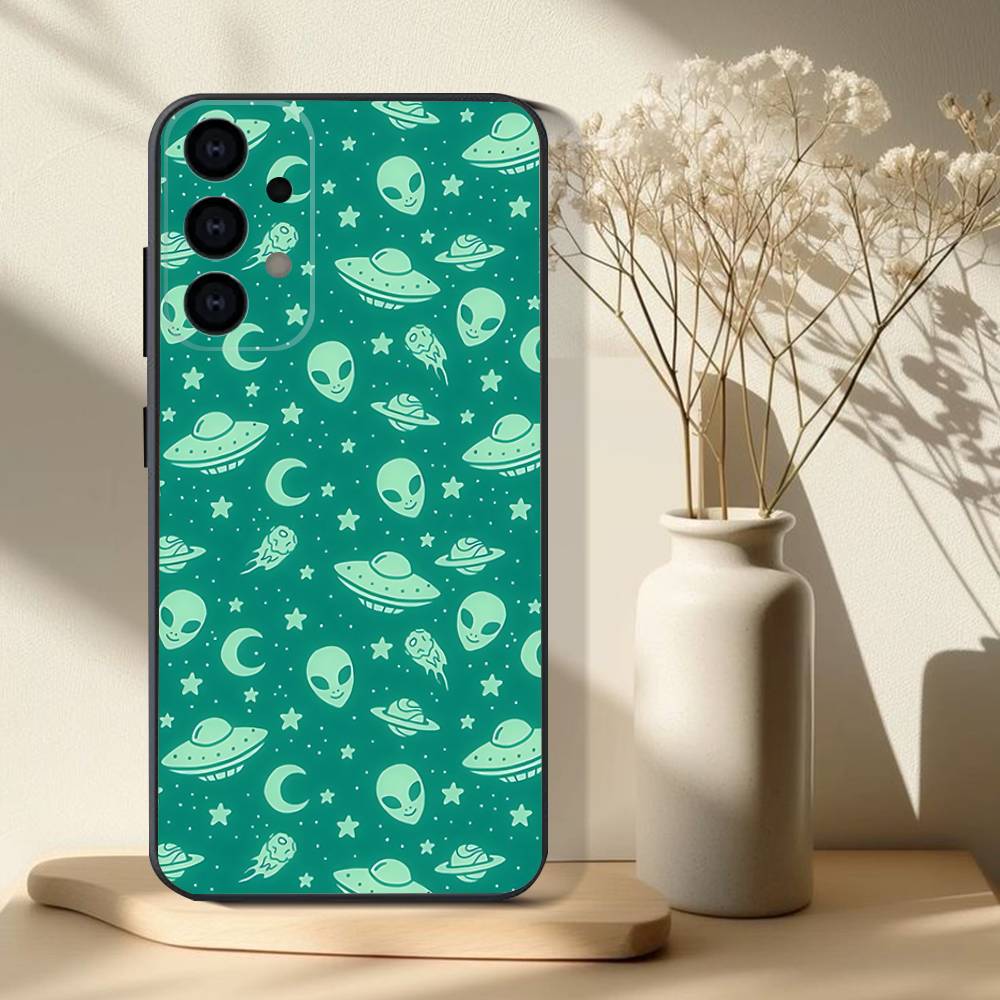 Смешной Чехол для Телефона Космический НЛО Инопланетная Штука Для Samsung S 25,24,23,22,30,21,10,9,Ultra,Plus,Lite,FE,4,5G Черный Мягкий Чехол SamsungS24