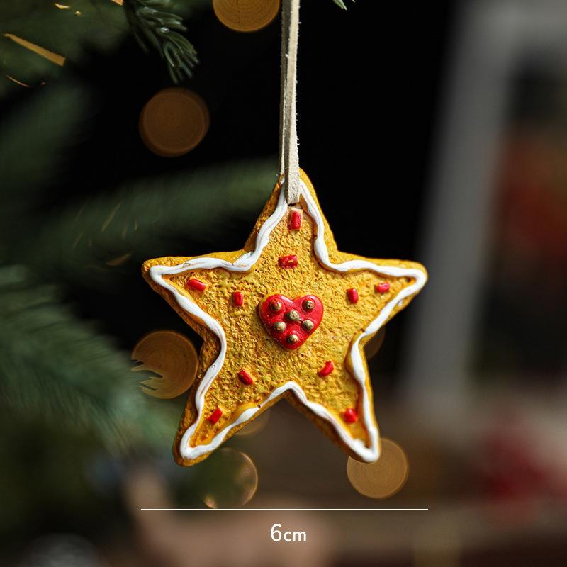 Christmas Tree Decoration Pendant Resin Retro Christmas Painted Snowflakes Love Five-pointed Star Hanging Decoration Layout