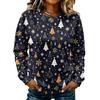 Women's Casual Long Sleeve Christmas Print Crewneck Sweatshirt Top for Holiday Wear
