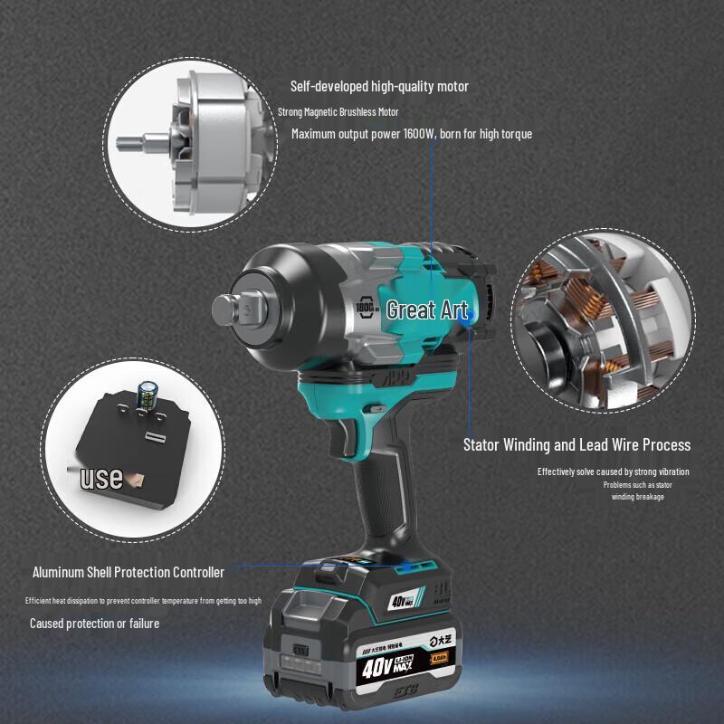 Dayi 40V Cordless Brushless Heavy-Duty Impact Wrench CN plug (adapter included)