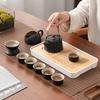 Black pottery lifting beam pot portable Chinese travel kung fu tea set outdoor home business company gift souvenir