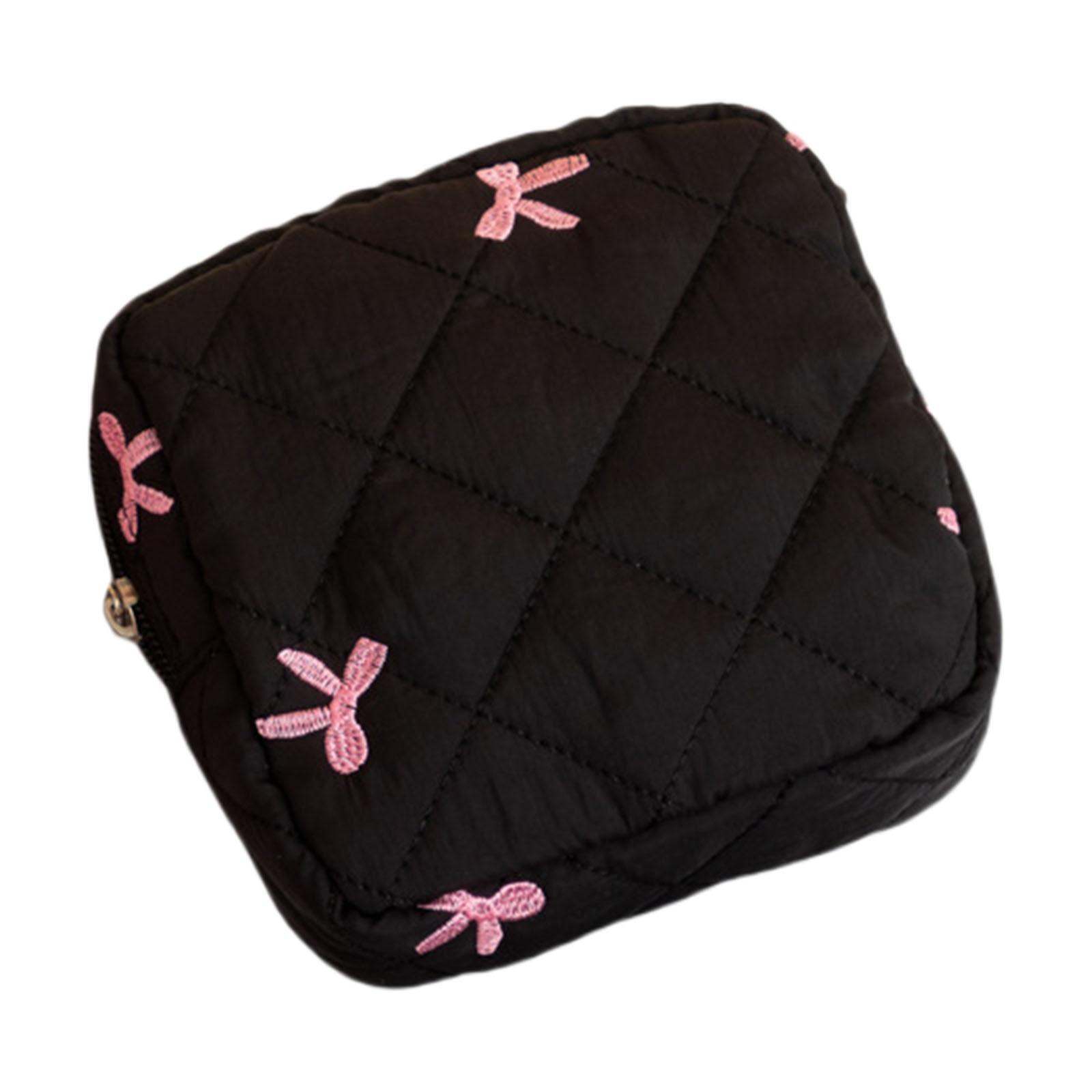 

Косметичка для хранения гигиенических прокладок с узлом-бабочкой, портативный органайзер для женской гигиены, органайзер для тампонов для путешествий и ежедневного использования чёрный