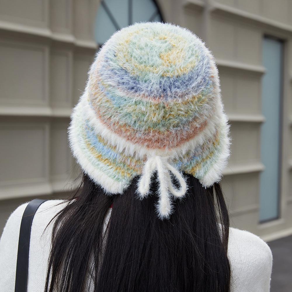 Fisherman Hat Women's Versatile Japanese Autumn and Winter Basin Hat Warm and Fashionable Colorful Face Showing Small Bucket Hat