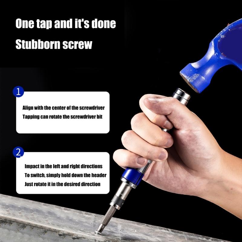 Reversible Impact Screwdriver Set Detachable Head Steel Construction For Professional Maintenance Work