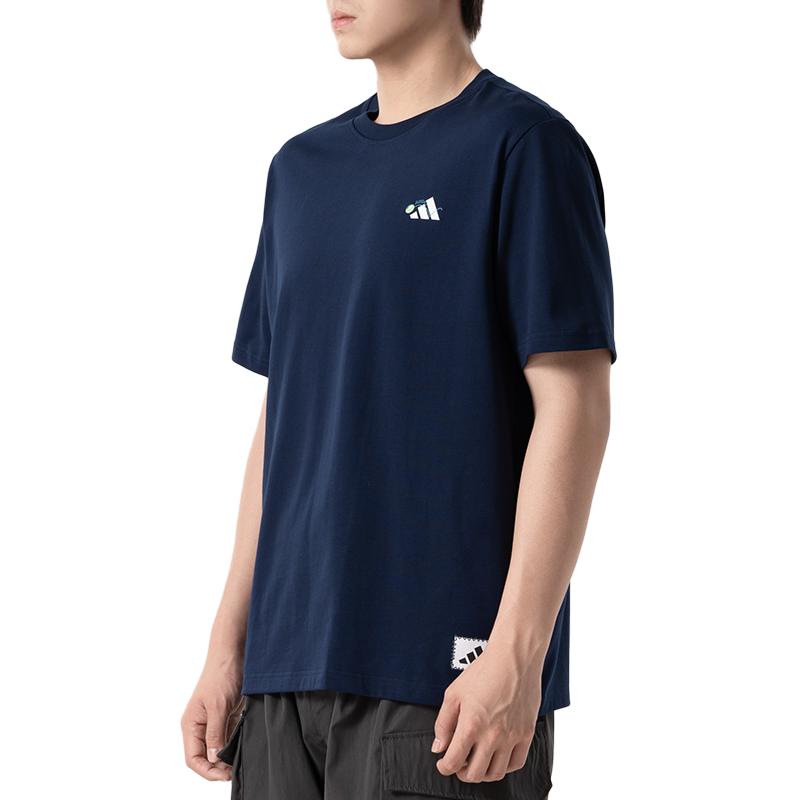 Adidas Sportlife T Shirts Men's Dark Blue Crew Neck Moderate KC5319