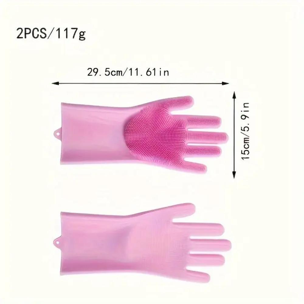 2Pcs Dishwashing Gloves For Household Chores Kitchen Durable Silicone Rubber Faux Leather Washing Clothes Household Gloves Set