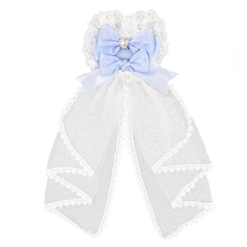 Elegant Ribbon Hair Clip Headpiece With Lace Ruffle Trim Design For Women And Girl Anime Event Gathering Hair Ornament