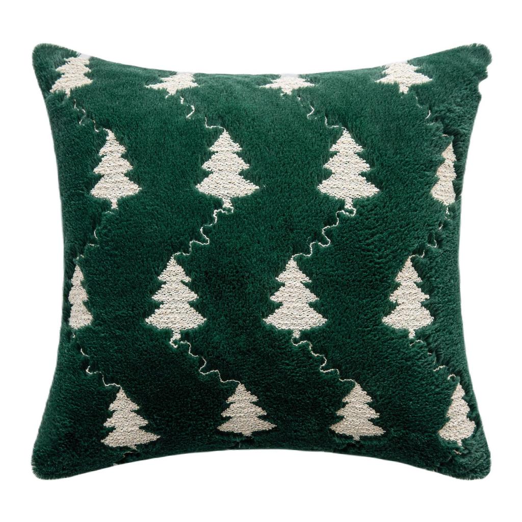 Christmas Throw Pillow Cover Plush Snowflake Christmas Tree Embroidered Living Room Sofa Cushion Holiday Party Decorative Cushion Cover