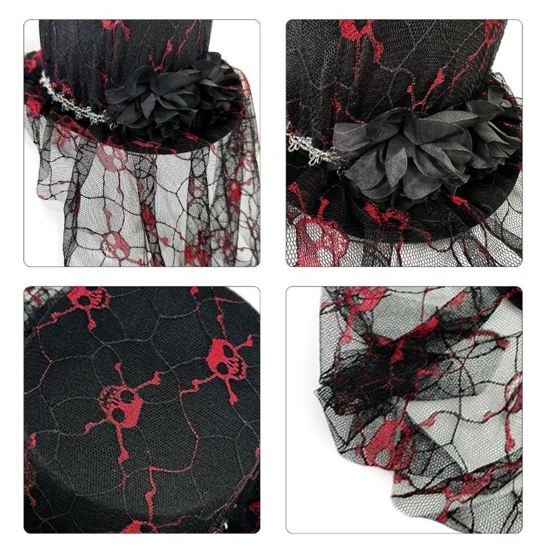 Skeleton Meshes Hat Spooky Party Hat Unisex Halloween Hat Gothicism Themed Attire for Women Vintage Look