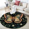 Vintage Butterfly Flower,Round Area Rug,Carpet Rug for Living Room Bedroom Sofa Playroom Decor,Non-slip Floor Mat